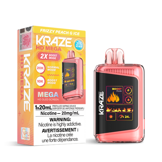 KRAZE HD MEGA 10-20K FRIZZY PEACH G ICE 20MG