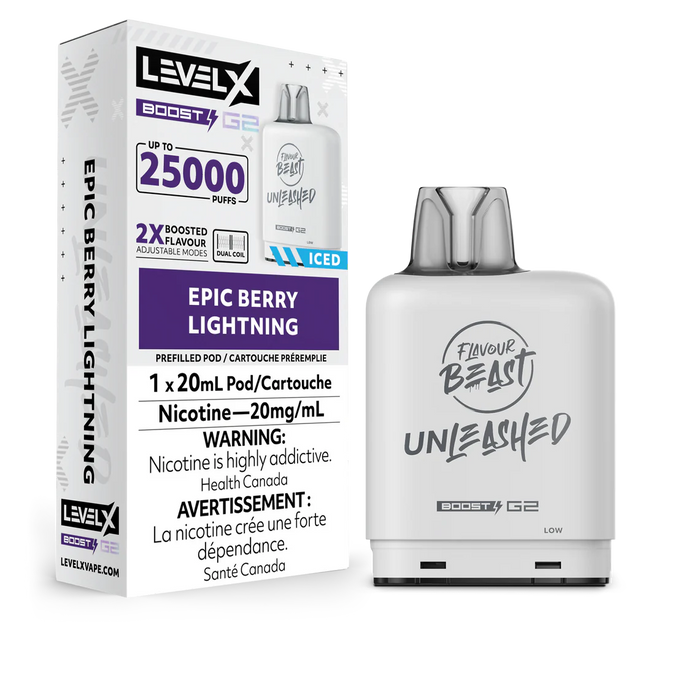LEVEL X UNLEASHED BOOST G2 EPIC BERRY LIGHTNING ICED 25K 20MG