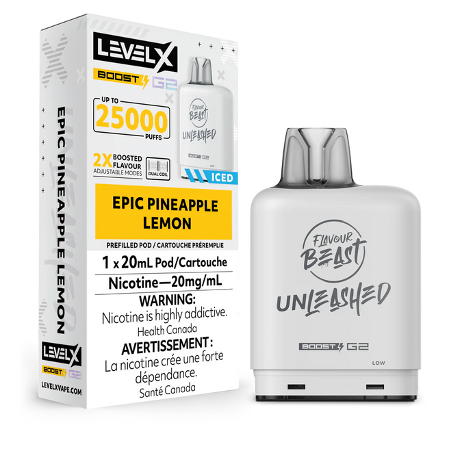 LEVEL X UNLEASHED BOOST G2 EPIC PINEAPPLE LEMON ICED 25K 20MG