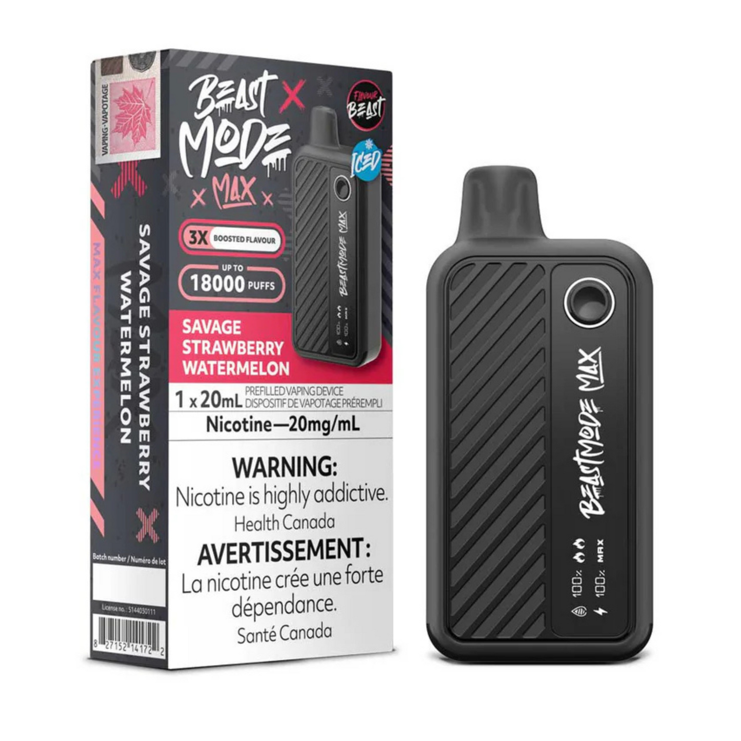 BEAST MODE MAX 18K SAVAGE STRAWBERRY WATERMELON ICED 20MG