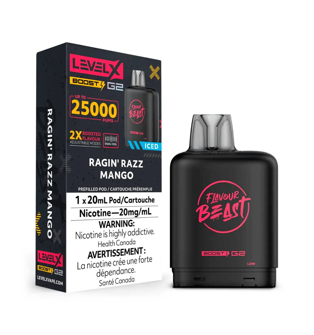 LEVEL X BOOST G2 RAGIN RAZZ MANGO ICED 25K 20MG