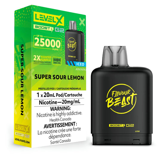LEVEL X G2 BOOST SUPER SOUR LEMON ICED 25K 20MG