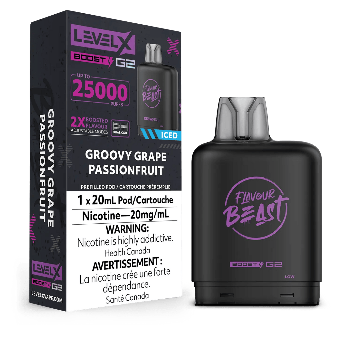 LEVEL X BOOST G2 GROOVY GRAPE PASSIONFRUIT 25K 20MG