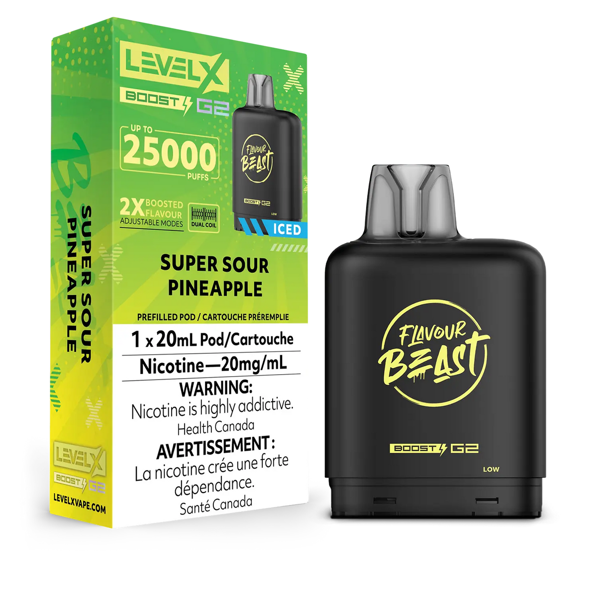 LEVEL X BOOST G2 SUPER SOUR PINEAPPLE ICED 25K 20MG