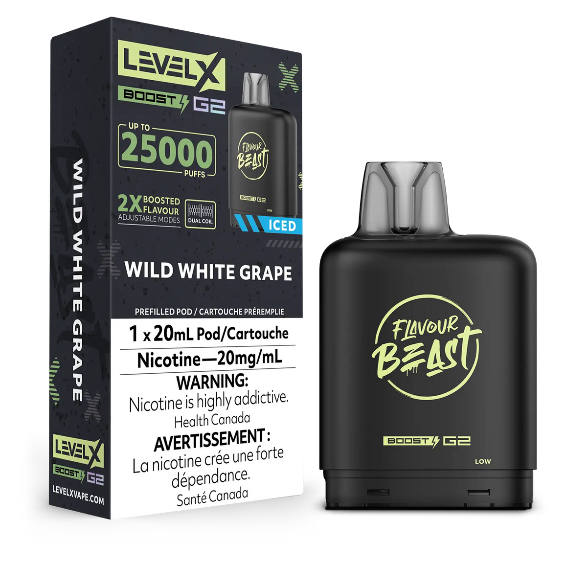 LEVEL X BOOST G2 WILD WHITE GRAPE ICED 25K 20MG
