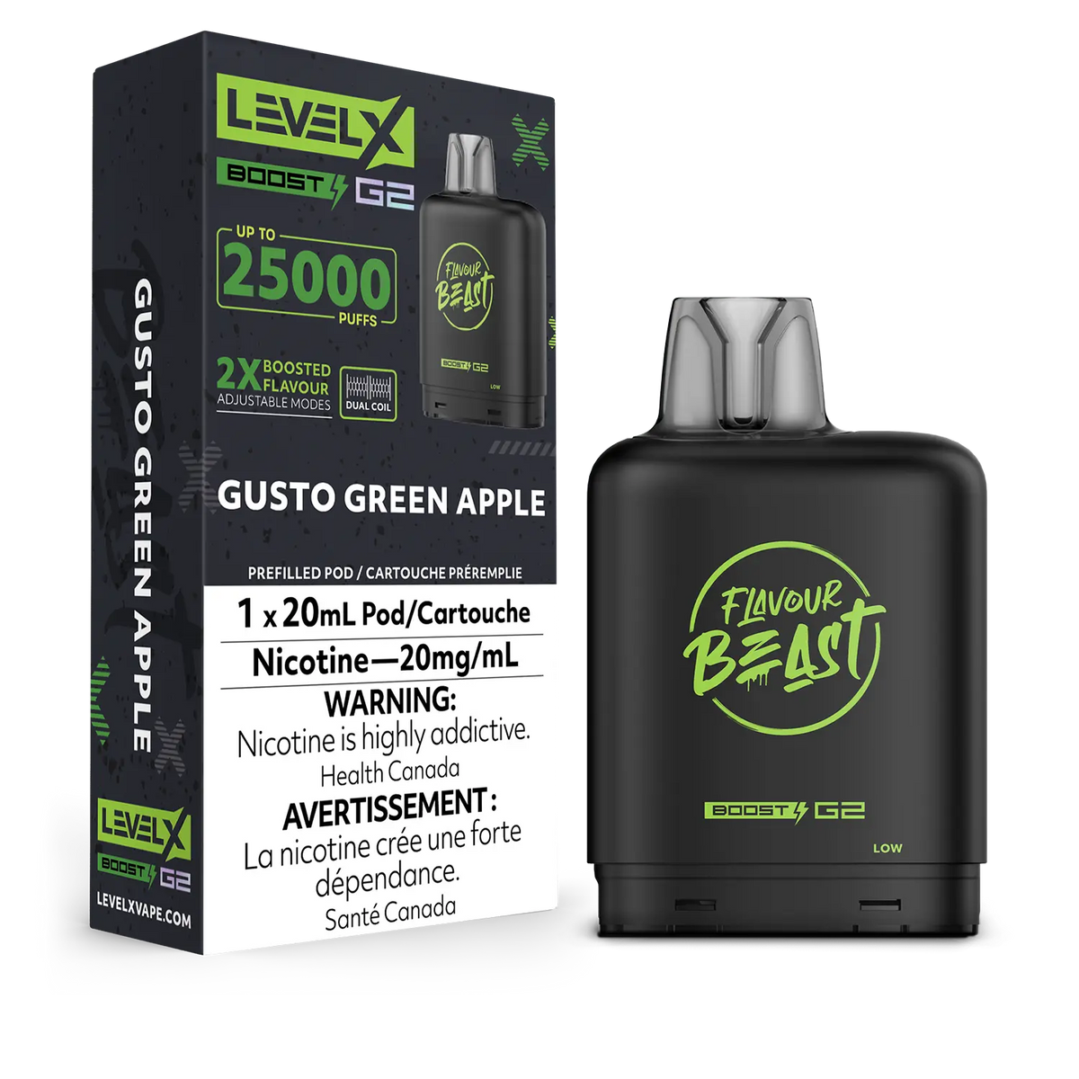 LEVEL X BOOST G2 GUSTO GREEN APPLE 25K 20MG