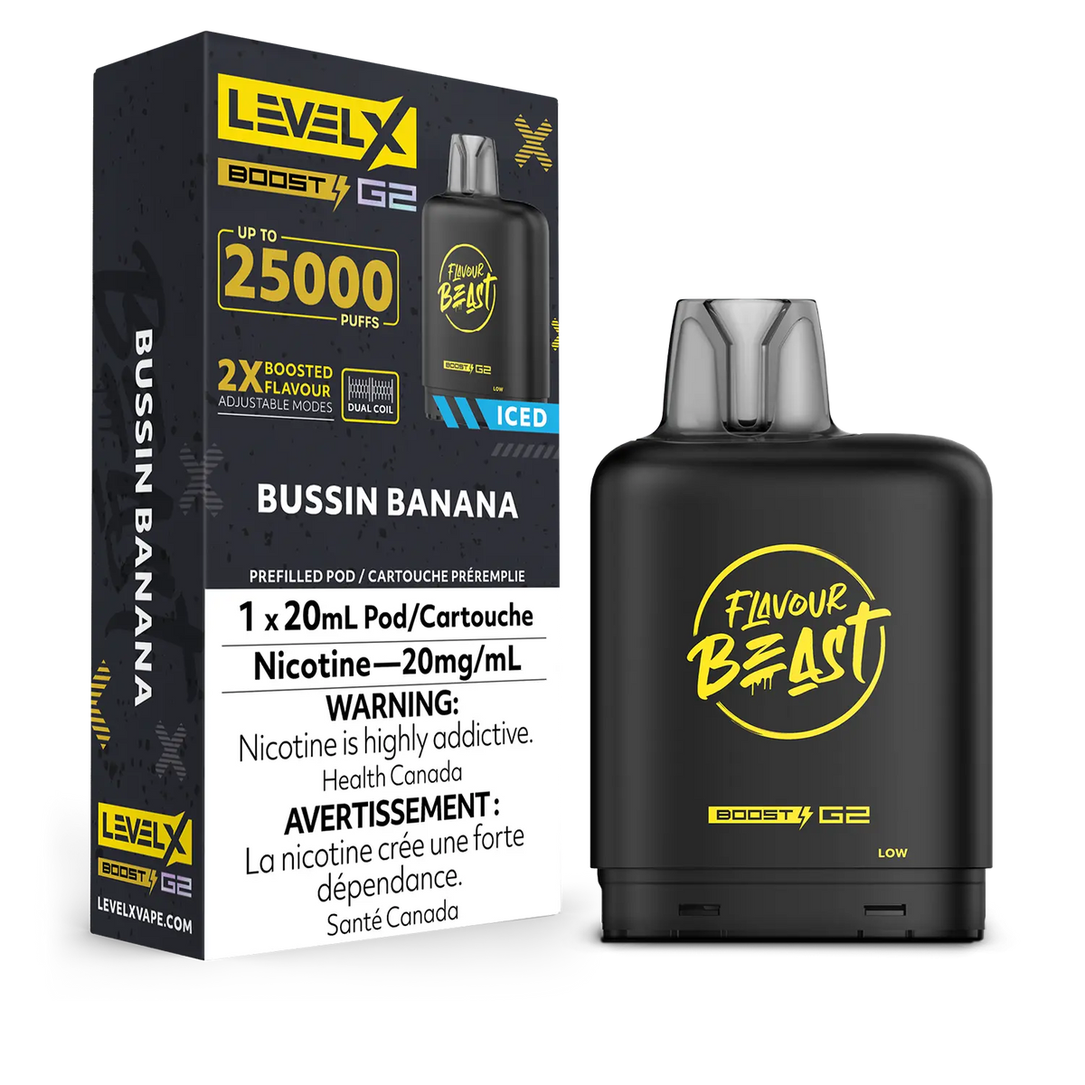 LEVEL X BOOST G2 BUSSIN BANANA ICED 25K 20MG