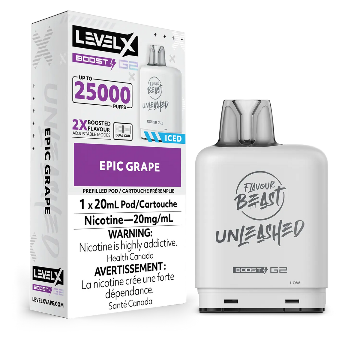 LEVEL X UNLEASHED BOOST G2 EPIC GRAPE ICE 25K 20MG