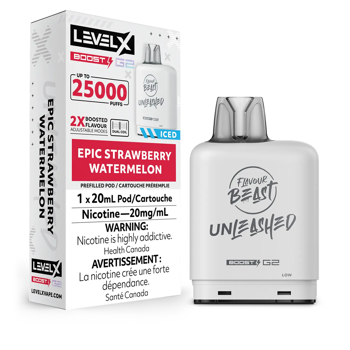 LEVEL X UNLEASHED BOOST G2 EPIC STRAWBERRY WATERMELON ICE 25K 20MG