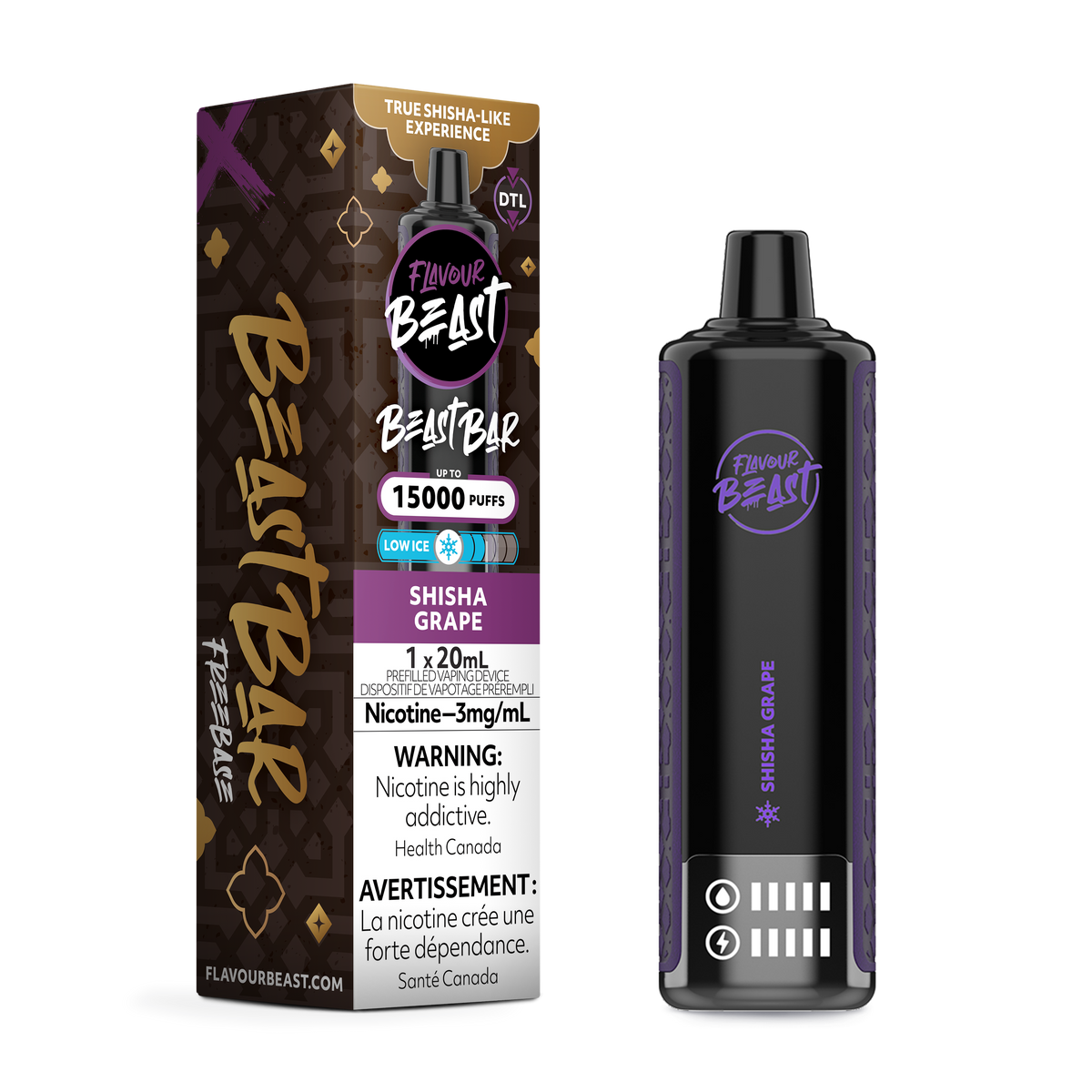 BEAST BAR 15K LOW ICE 3MG SHISHA GRAPE