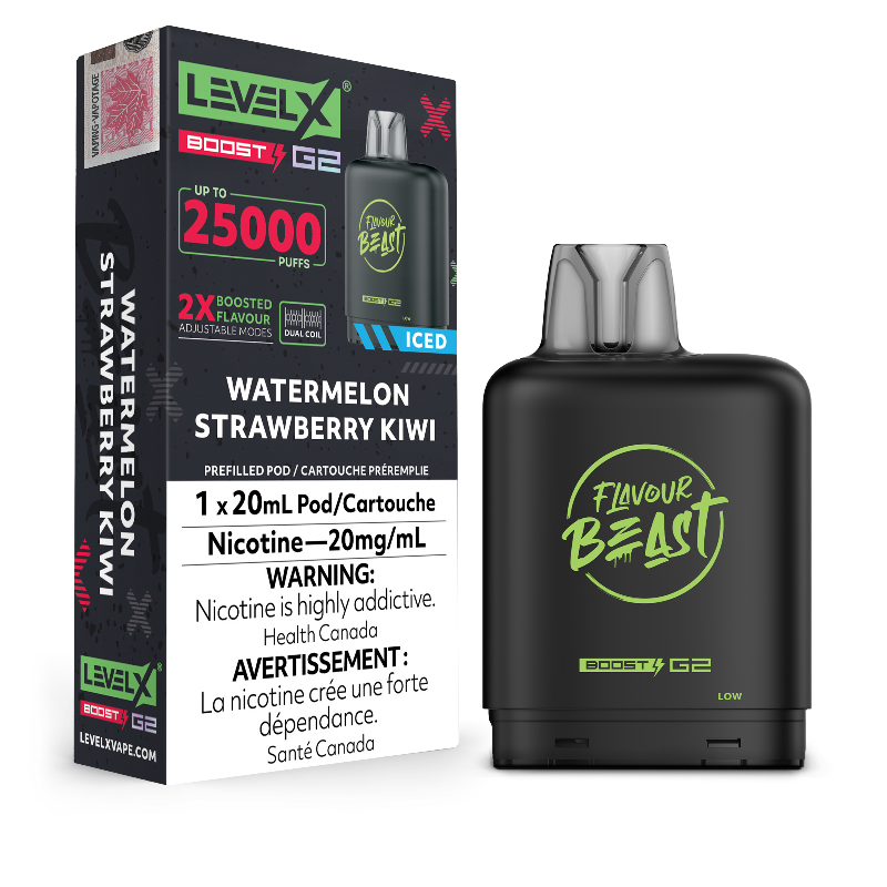 LEVEL X BOOST G2 25K WATERMELON STRAWBERRY KIWI ICED 20MG
