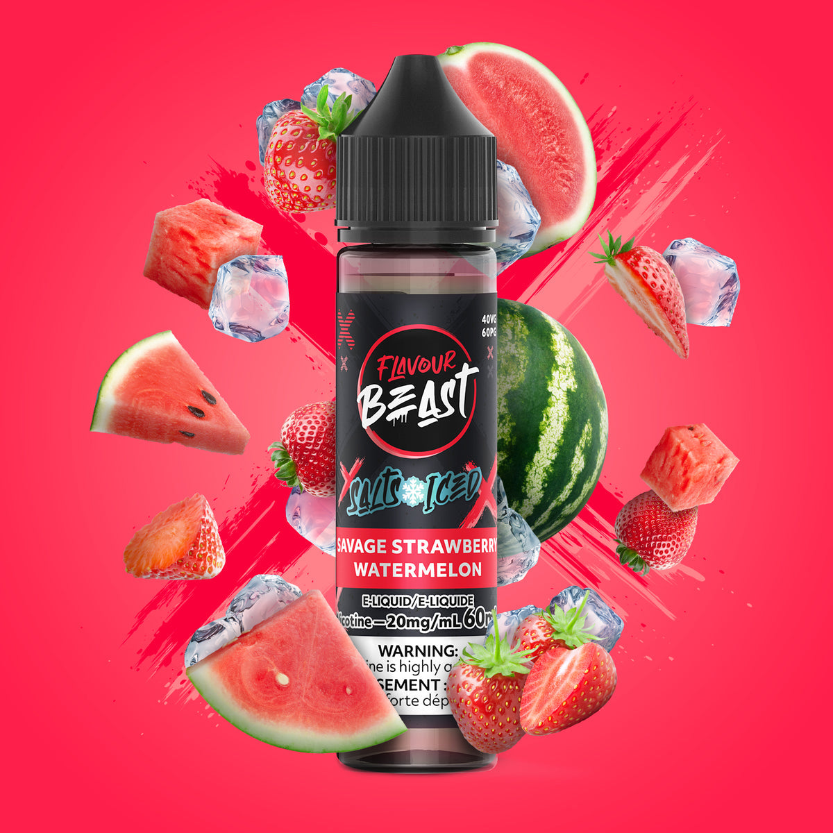 FLAVOUR BEAST 60ML SAVAGE STRAWBERRY WATERMELON ICED 20MG