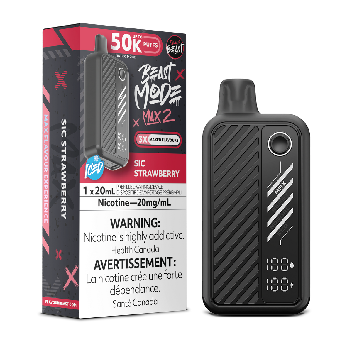 50K BEAST MODE MAX 2 SIC STRAWBERRY ICED 20MG