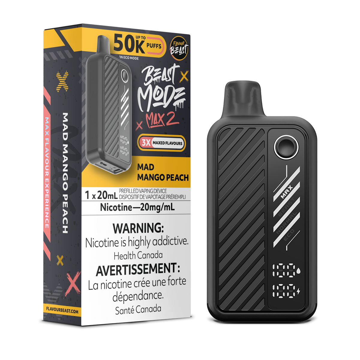 50K BEAST MODE MAX 2 MAD MANGO PEACH 20MG