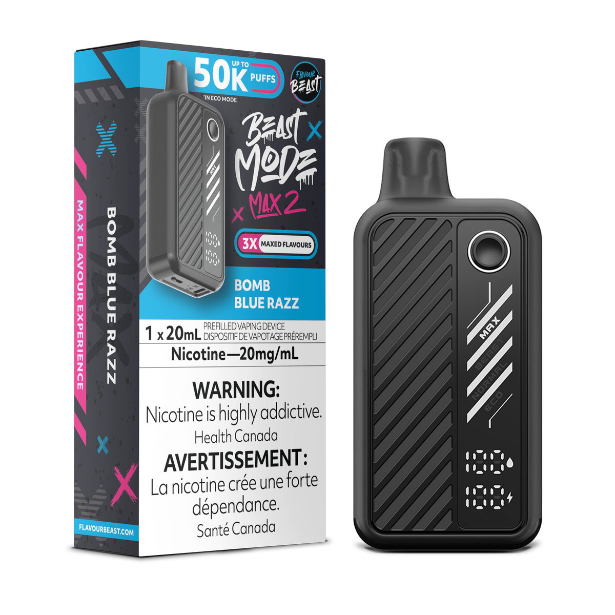 50K BEAST MODE MAX 2 BOMB BLUE RAZZ 20MG