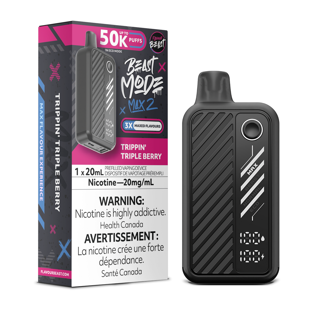 50K BEAST MODE MAX 2 TRIPPIN’ TRIPLE BERRY 20MG
