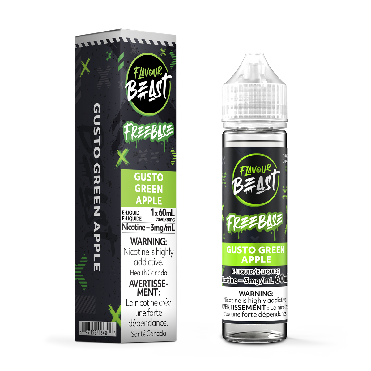 FLAVOUR BEAST 3MG GUSTO GREEN APPLE 60ML