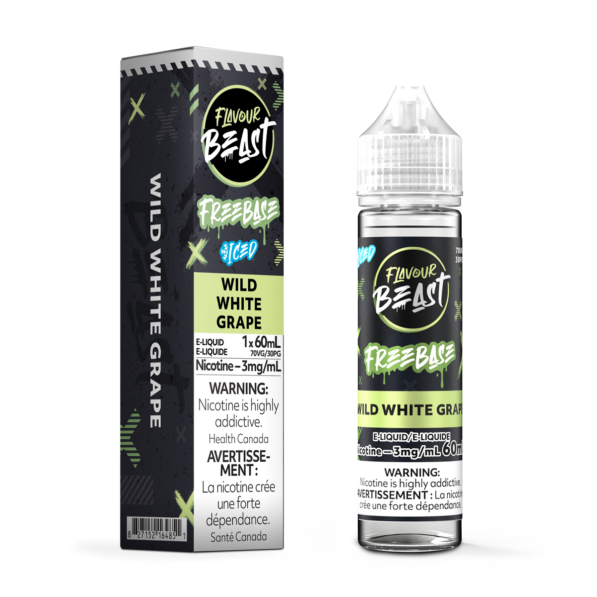 FLAVOUR BEAST 3MG WILD WHITE GRAPE ICE 60ML