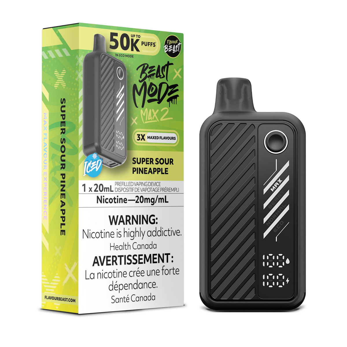 50K BEAST MODE MAX 2 SUPER SOUR PINEAPPLE ICE 20MG