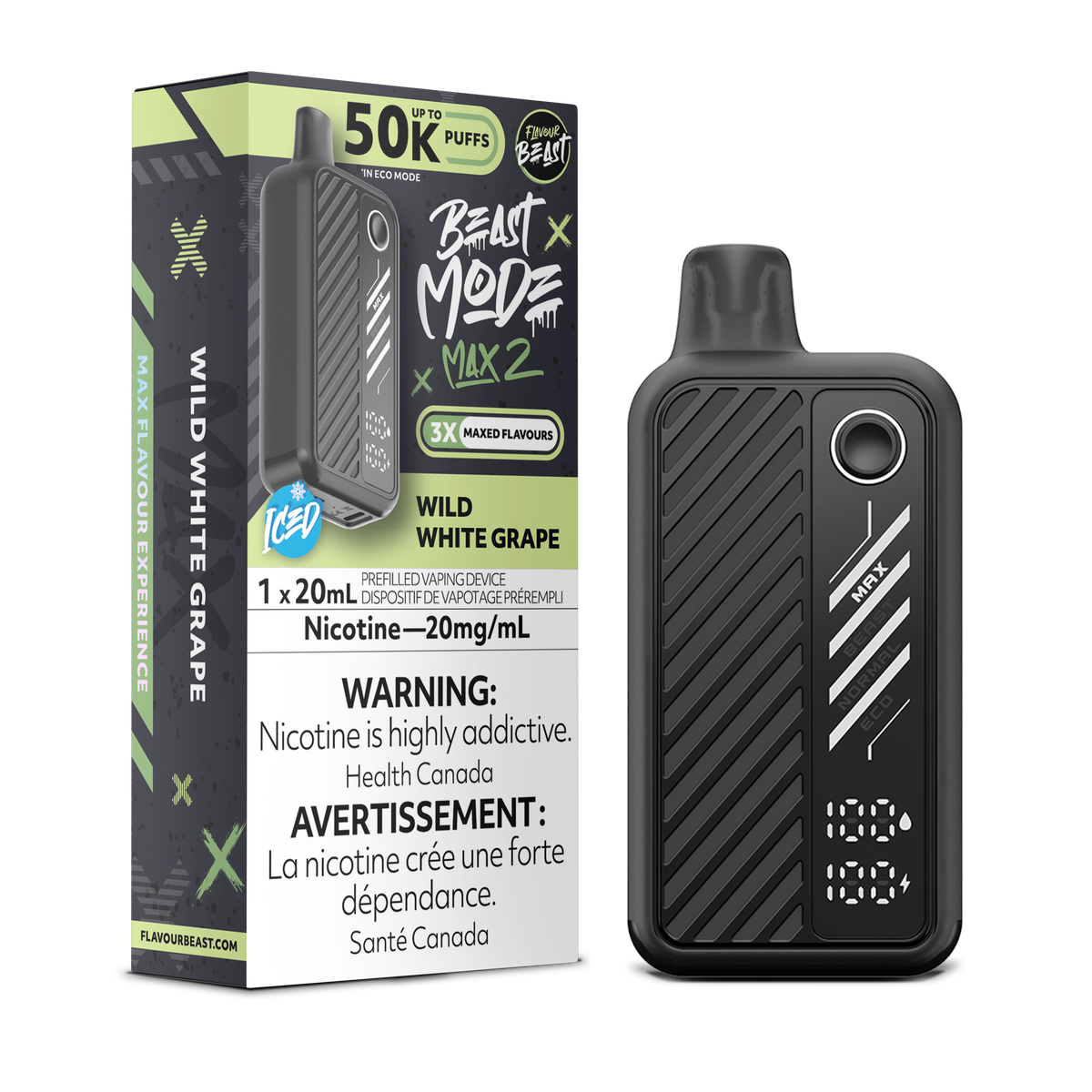50K BEAST MODE MAX 2 WILD WHITE GRAPE ICE 20MG