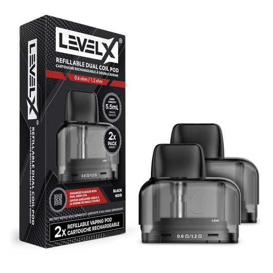 LEVEL X REFILLABLE POD DUAL COIL 0.6/1.2 OHM (2 PER PKG.)