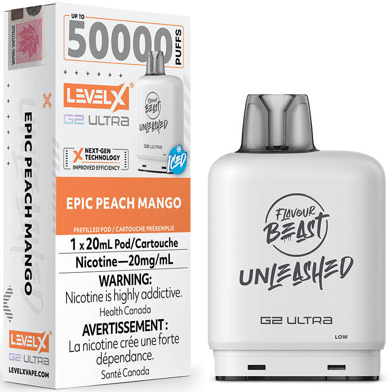 LEVEL X G2 ULTRA UNLEASHED 50K 20MG EPIC PEACH MANGO ICED