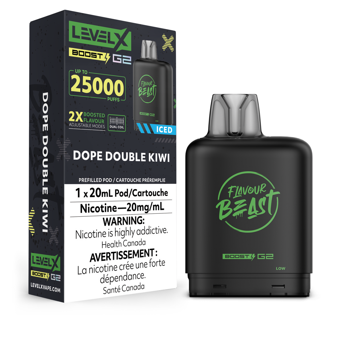 LEVEL X BOOST G2 25K DOPE DOUBLE KIWI ICED 20MG