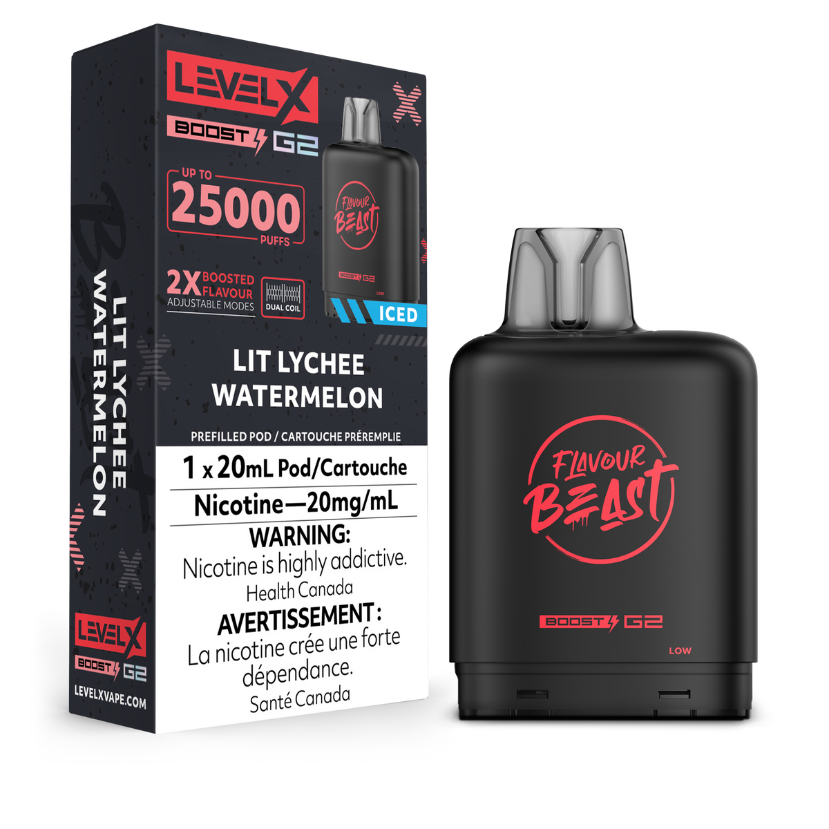 LEVEL X BOOST G2 25K LIT LYCHEE WATERMELON ICED 20MG