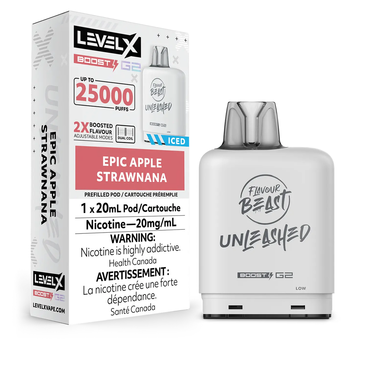 LEVEL X BOOST G2 UNLEASHED EPIC APPLE STRAWNANA ICE 25K 20MG