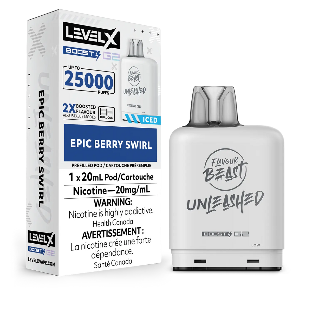 LEVEL X BOOST G2 UNLEASHED EPIC BERRY SWIRL ICE 25K 20MG