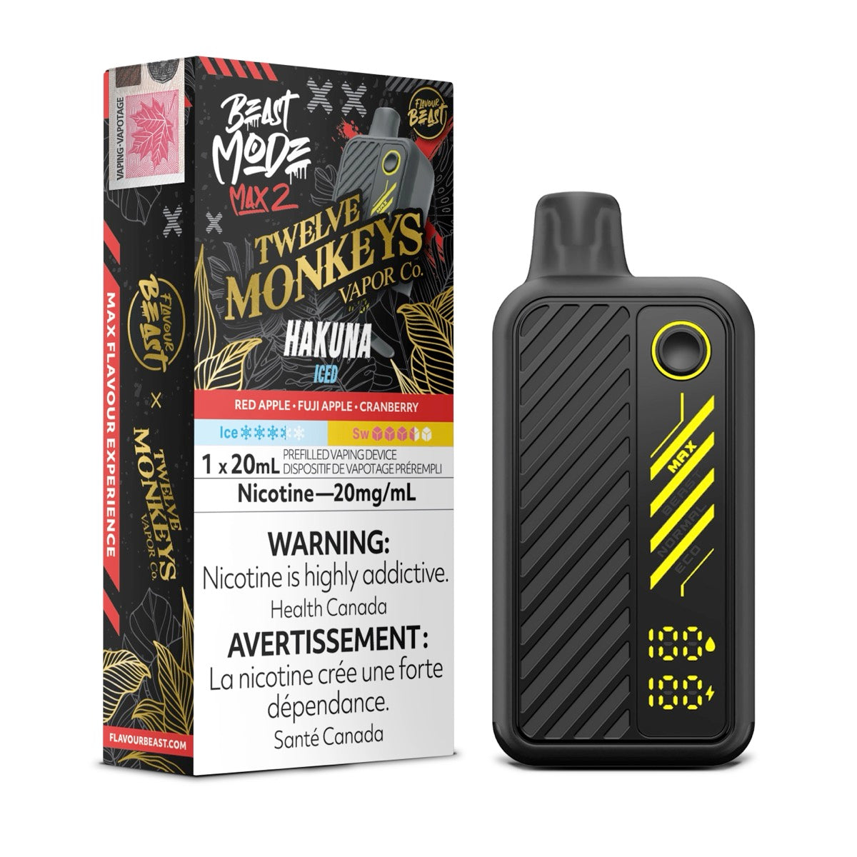 HAKUNA ICED - TWELVE MONKEYS X FLAVOUR BEAST MODE MAX 2 50K 20MG