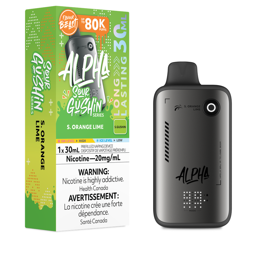 FLAVOUR BEAST ALPHA 80K SOUR GUSHIN’ S.ORANGE LIME 20MG
