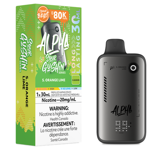 FLAVOUR BEAST ALPHA 80K SOUR GUSHIN’ S.ORANGE LIME 20MG