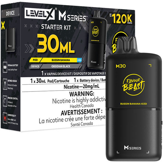 LEVEL X M SERIES STARTER KIT 120K BUSSIN’ BANANA ICE 20MG