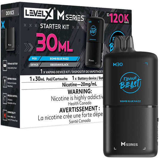 LEVEL X M SERIES STARTER KIT 120K BOMB BLUE RAZZ 20MG