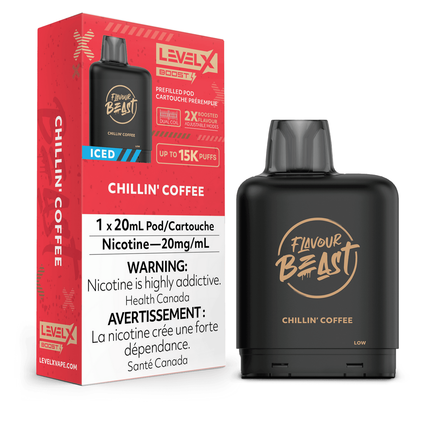 LEVEL X BOOST G2 25K CHILLIN' COFFEE ICED 20MG