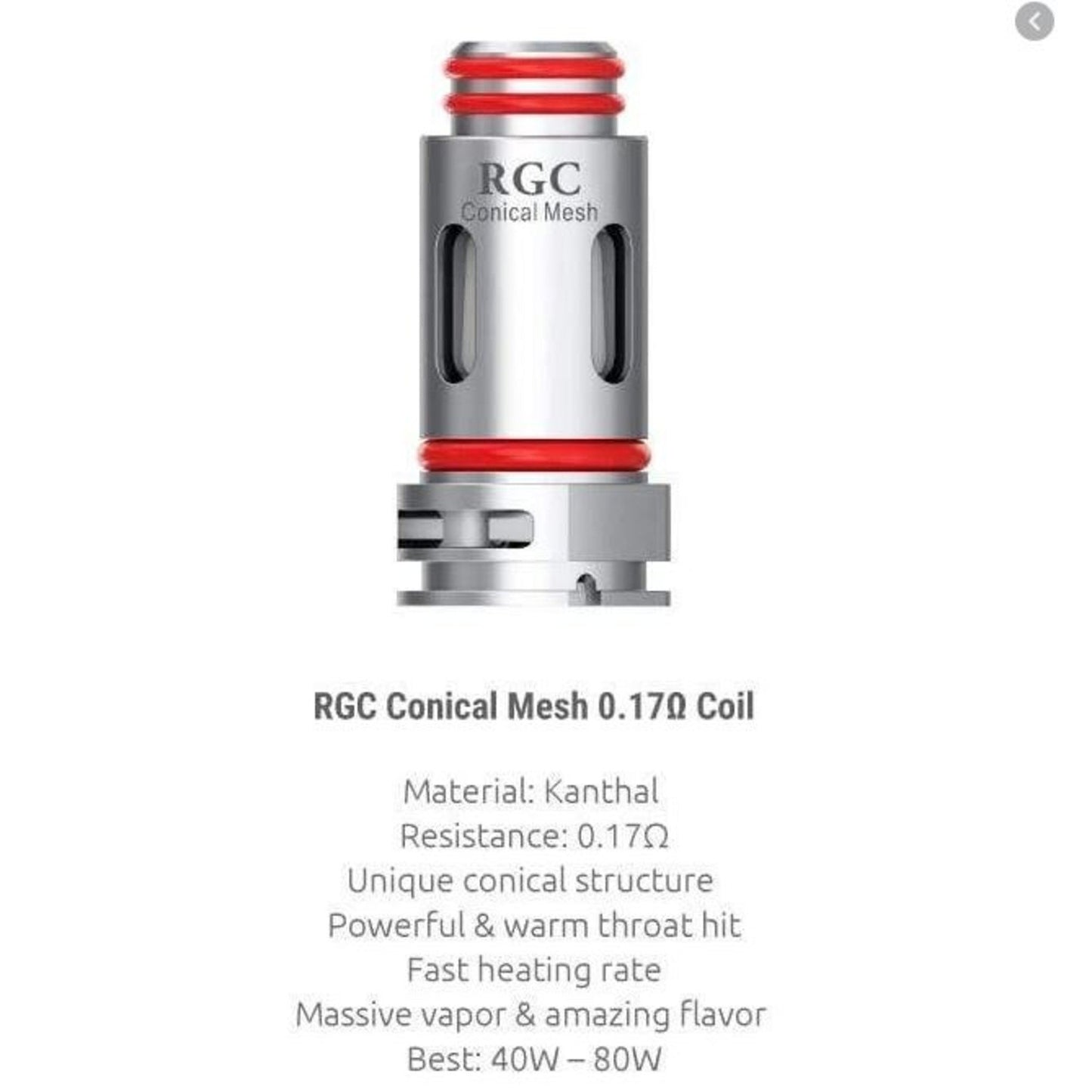 RPM 80 RGC CONICAL MESH COIL 0.17ohm(5/Pack)