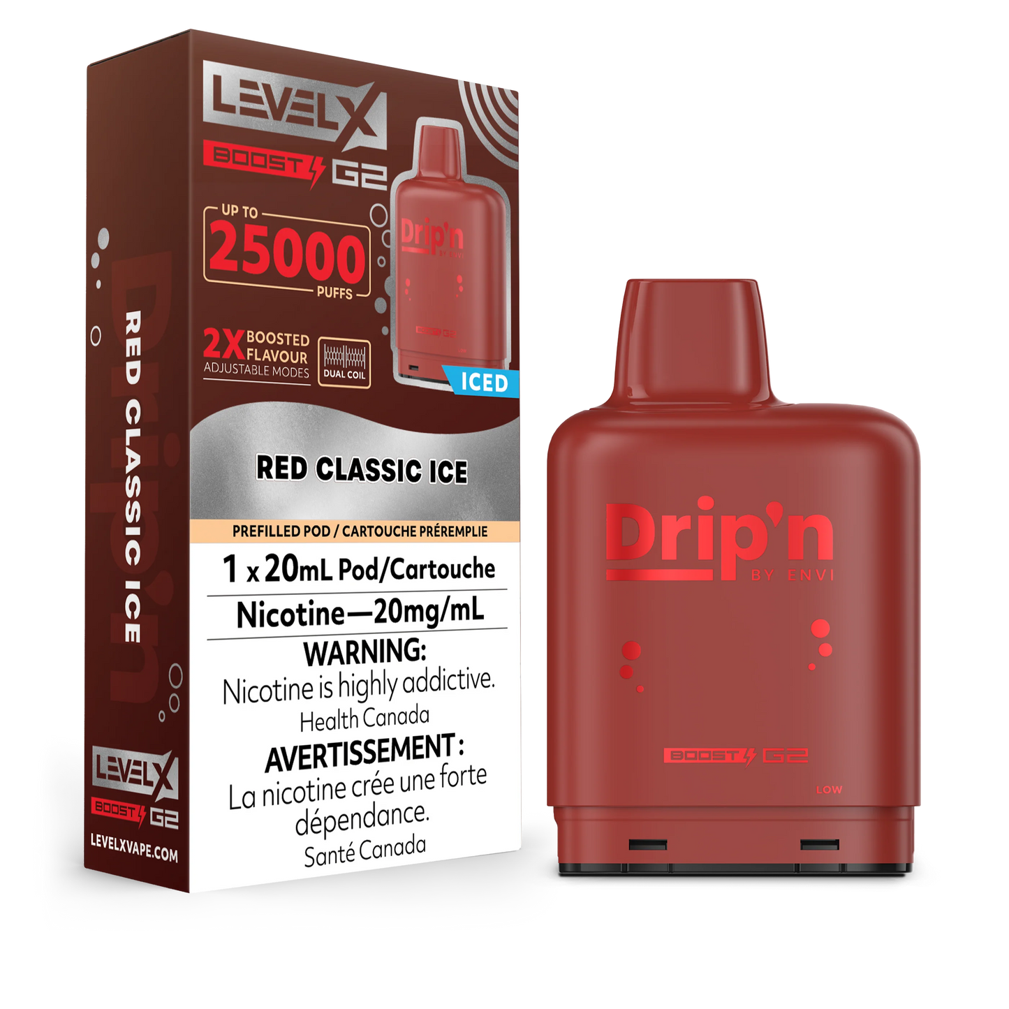 LEVEL X DRIP’N BOOST G2 25K RED CLASSIC ICE 20MG