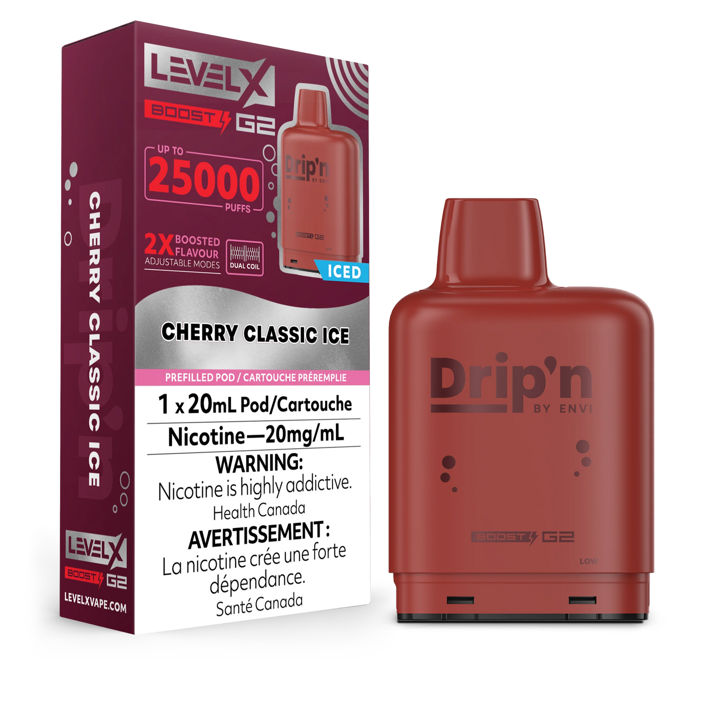 LEVEL X DRIP’N BOOST G2 25K CHERRY CLASSIC ICE 20MG