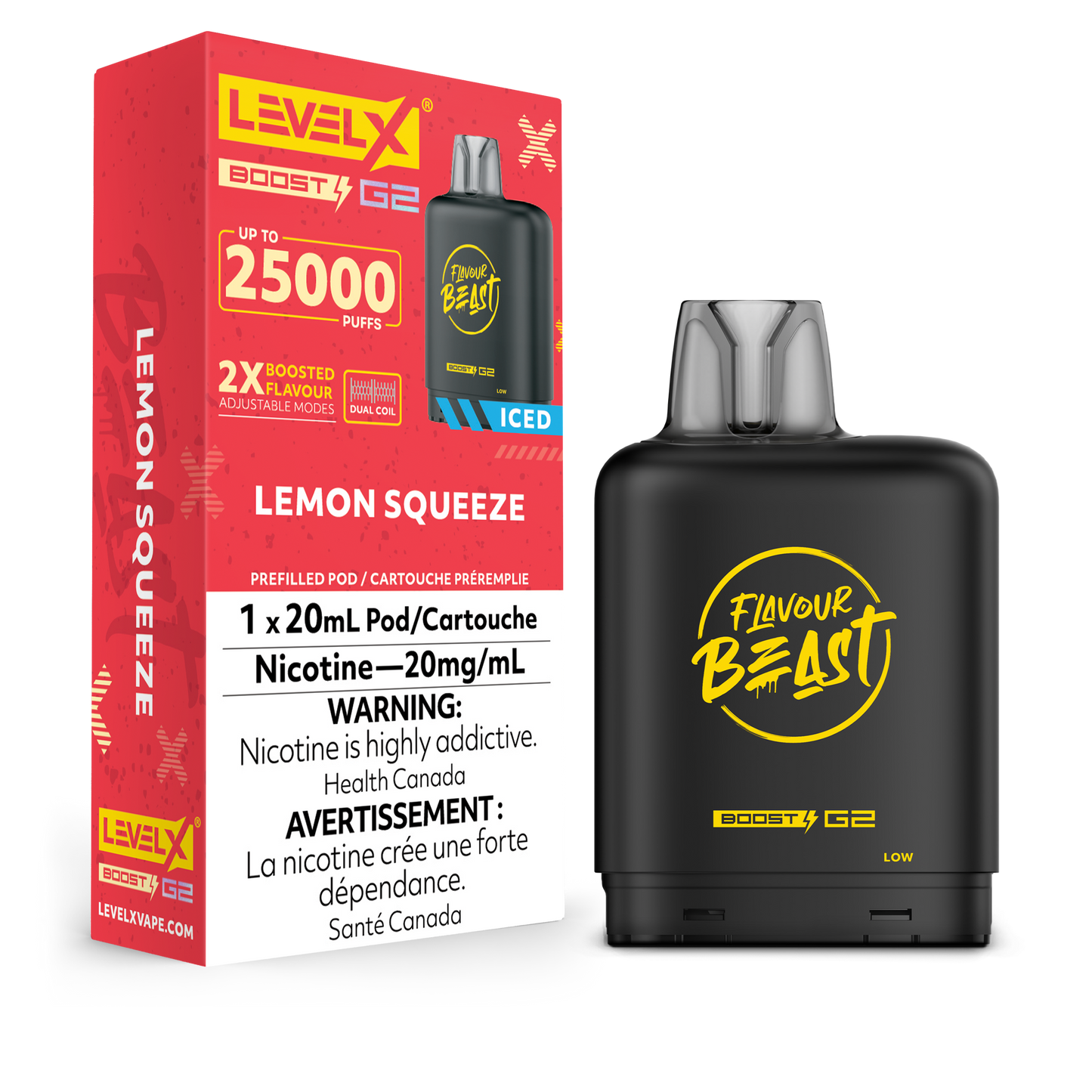 LEVEL X BOOST G2 25K LEMON SQUEEZE ICED 20MG