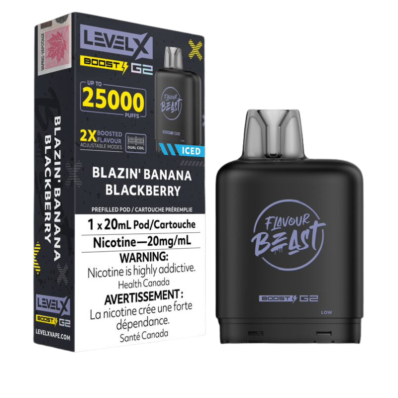 LEVEL X BOOST G2 25K BLAZIN’ BANANA BLACKBERRY ICED 20MG