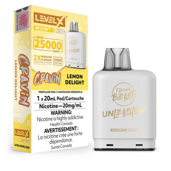 LEVEL X UNLEASHED BOOST G2 CRAVIN' LEMON DELIGHT 25K 20MG