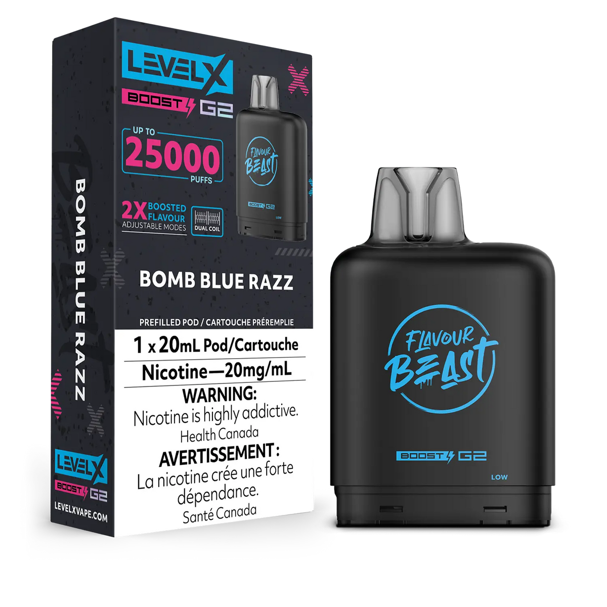 LEVEL X BOOST G2 BOMB BLUE RAZZ 25K 20MG