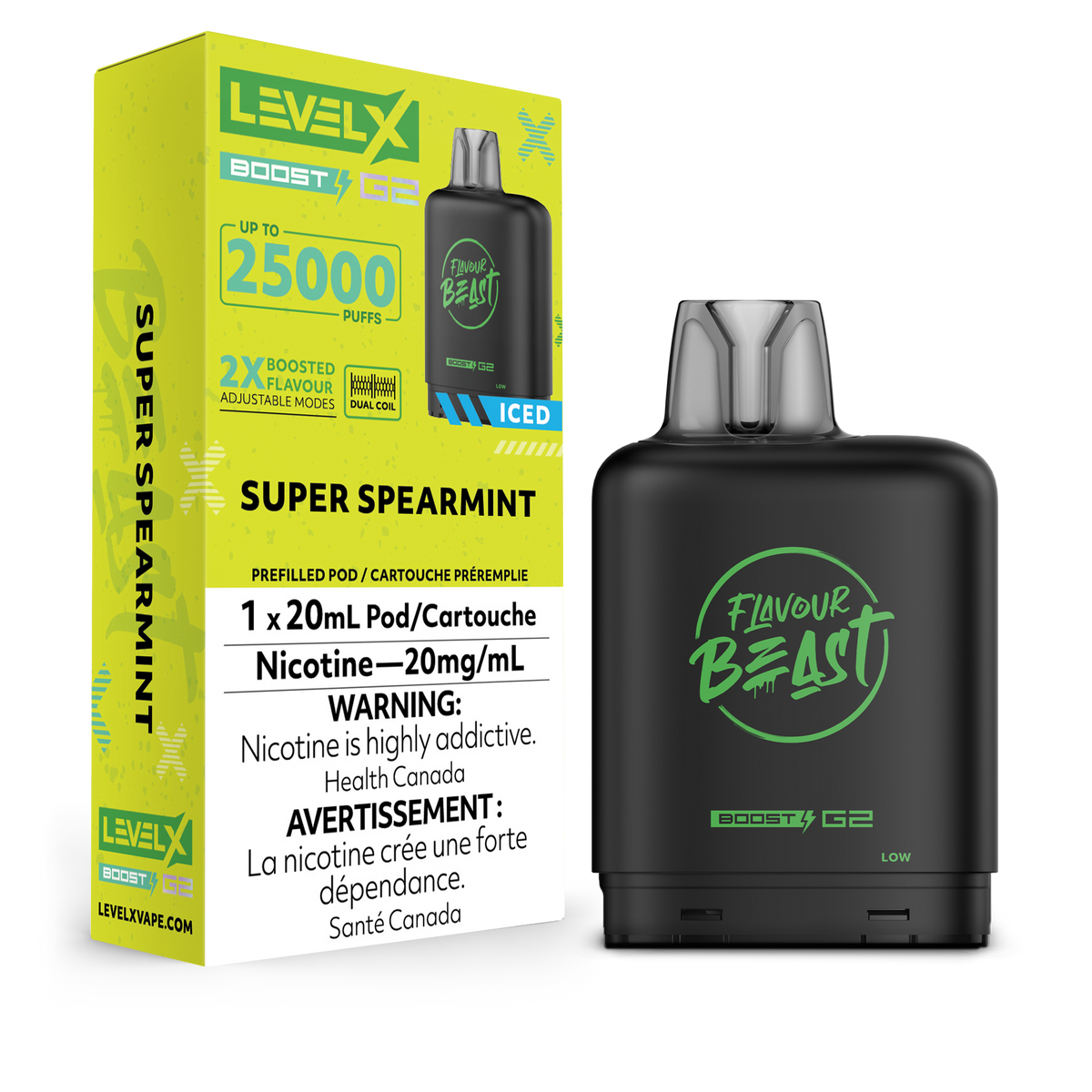 LEVEL X BOOST G2 SUPER SPEARMINT 25K 20MG