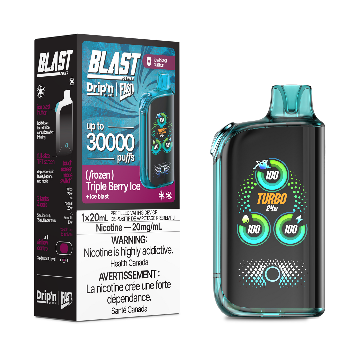 DRIP'N ENVI FASTA BLAST 30K FROZEN TRIPLE BERRY ICE 20MG