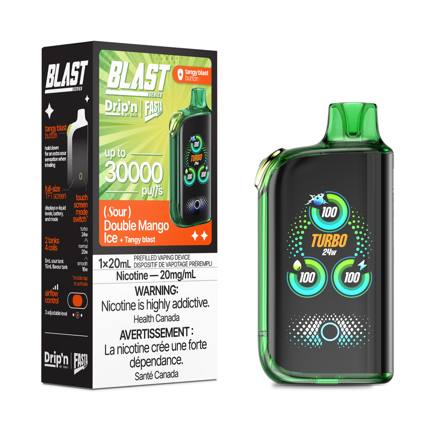 DRIP'N ENVI FASTA BLAST 30K 20MG DOUBLE MANGO ICE(SOUR)