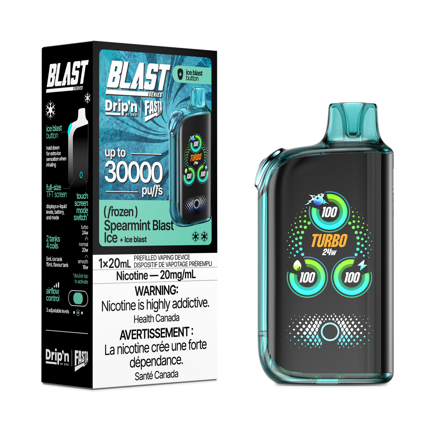 DRIP'N ENVI FASTA BLAST 30K 20MG FROZEN SPEARMINT BLAST ICE