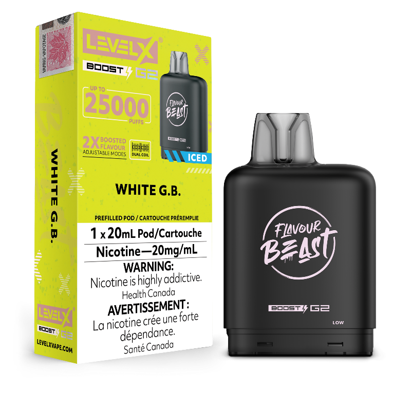 LEVEL X BOOST G2 25K WHITE G.B. ICED 20MG