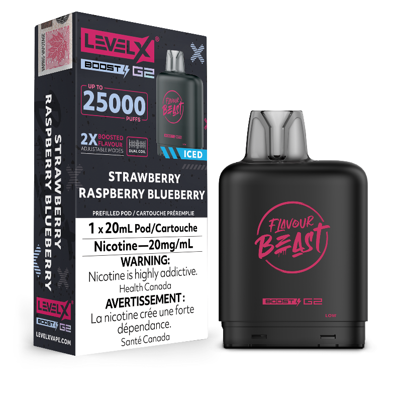 LEVEL X BOOST G2 25K STRAWBERRY RASPBERRY BLUEBERRY ICED 20MG