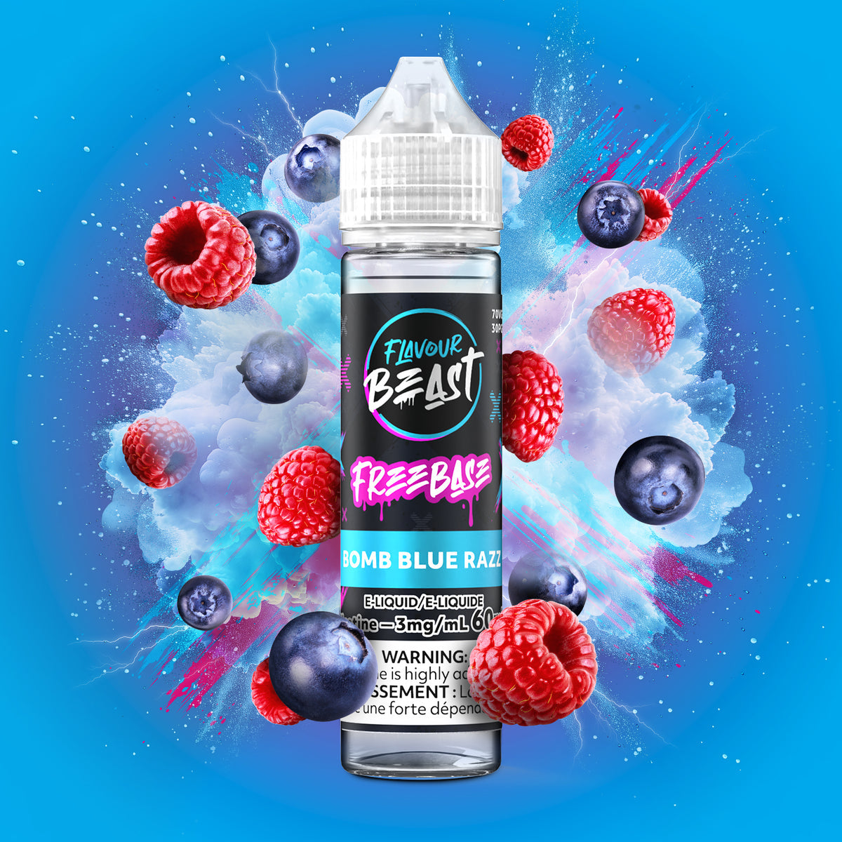 FLAVOUR BEAST 3MG  BOMB BLUE RAZZ 60ML